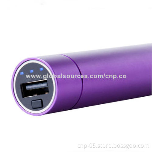 2,800mAh Power Tube, Input and Output by the Same USB Port, Aluminum Housing, Lightweight